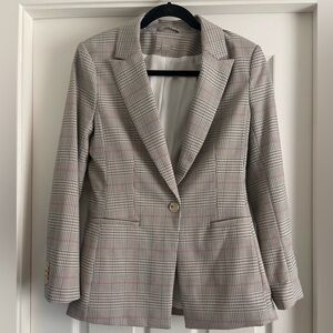 H&M Pink and Gray Checkered Blazer